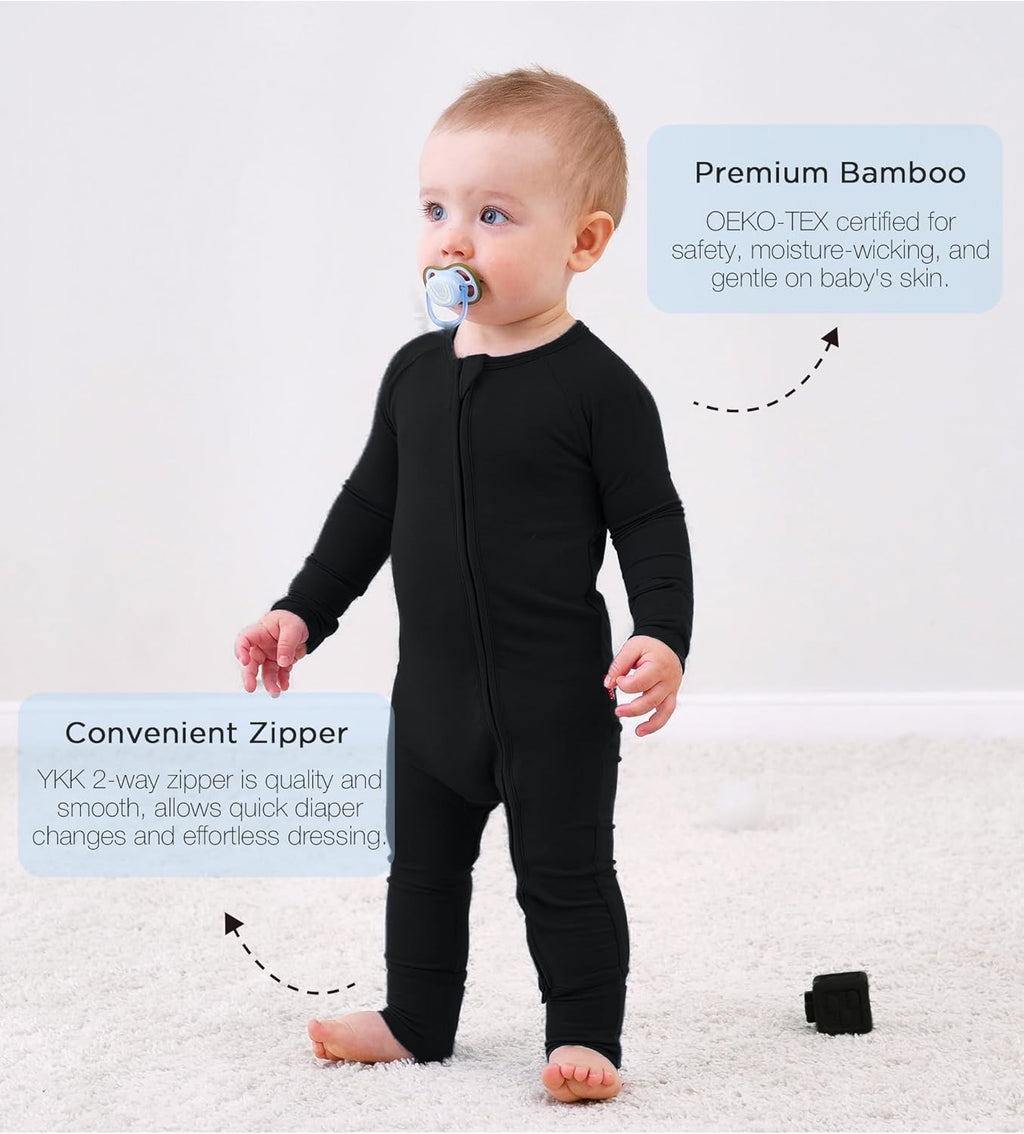 Baby One-Piece Romper Footless Bamboo Viscose Pajamas Sleepers for Baby Boys and Girls
