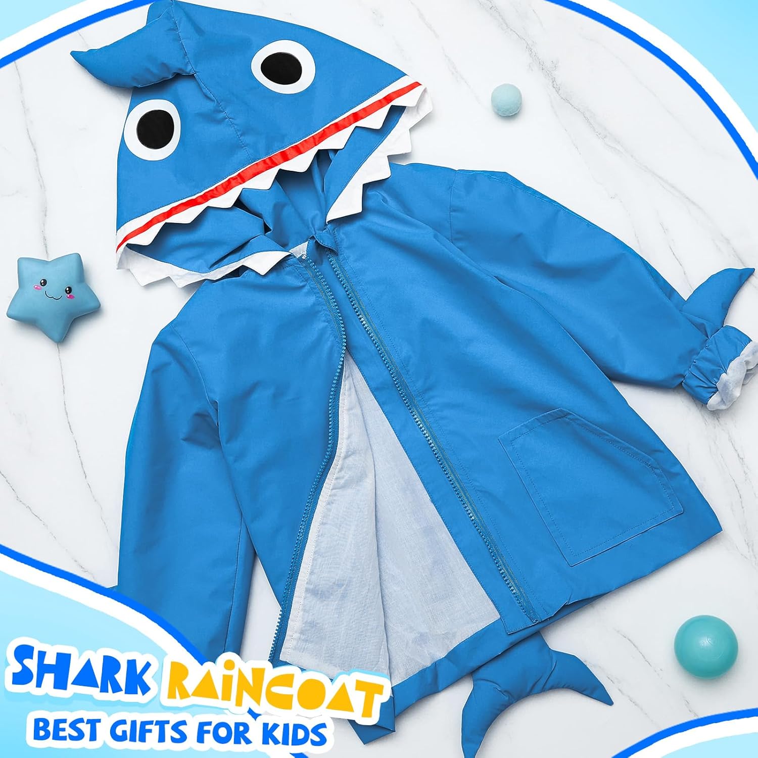 2 Pcs Toddler Raincoat Rain Boots Set Kids Baby Cartoon Hoodie Zipper Jacket Short Rain Shoes for Little Boys Girls