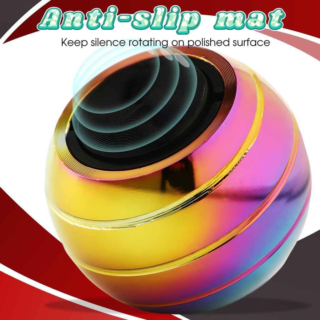 2Pcs Kinetic Desk Spinning Toy, Optical Illusion Metal Spinner Ball for Anxiety Relief, for Children