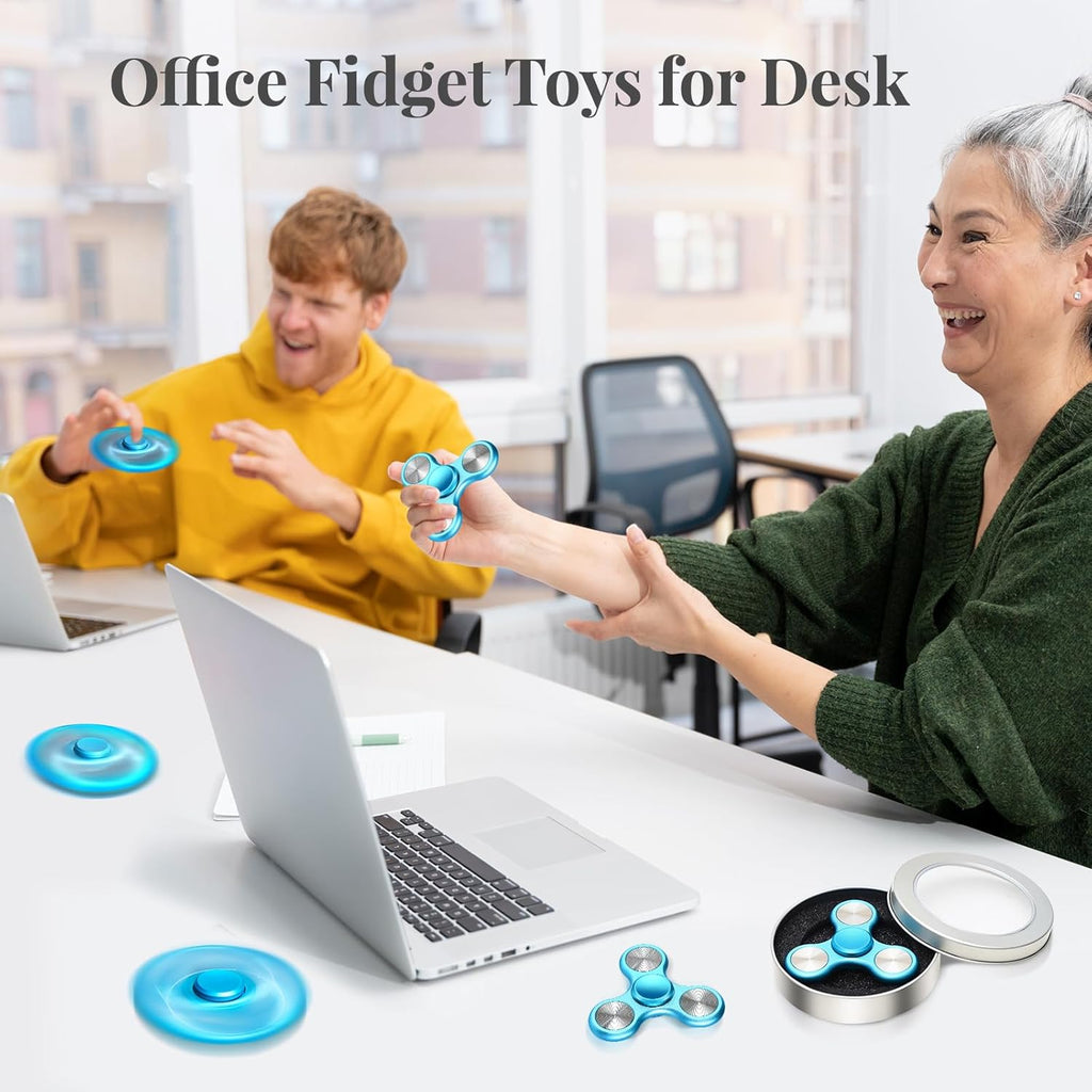 Metal Fidget Spinner for Adults, Silent Sensory Fidget Toys Adults Hand Spinners for ADHD Anxiety Stress Relief, Desk Toys for Office, Birthday Gifts Stocking Stuffers Classroom Prizes