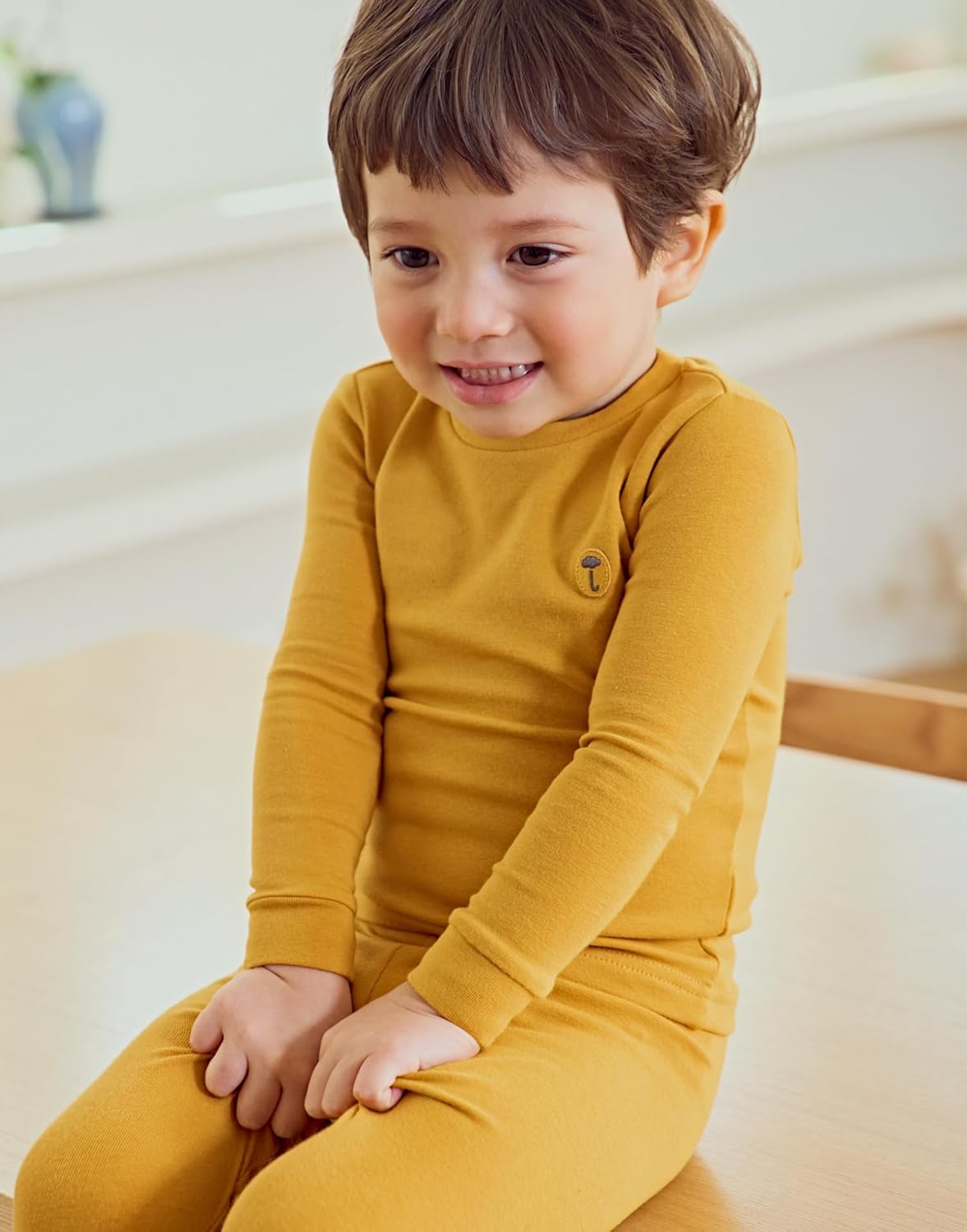 moimoln 6M-8Y Modal Cotton Solid Soft Breathable Baby Toddler Boys Girls Snug fit Pjs Long Sleeve Pajamas Set Sleepwear Daily