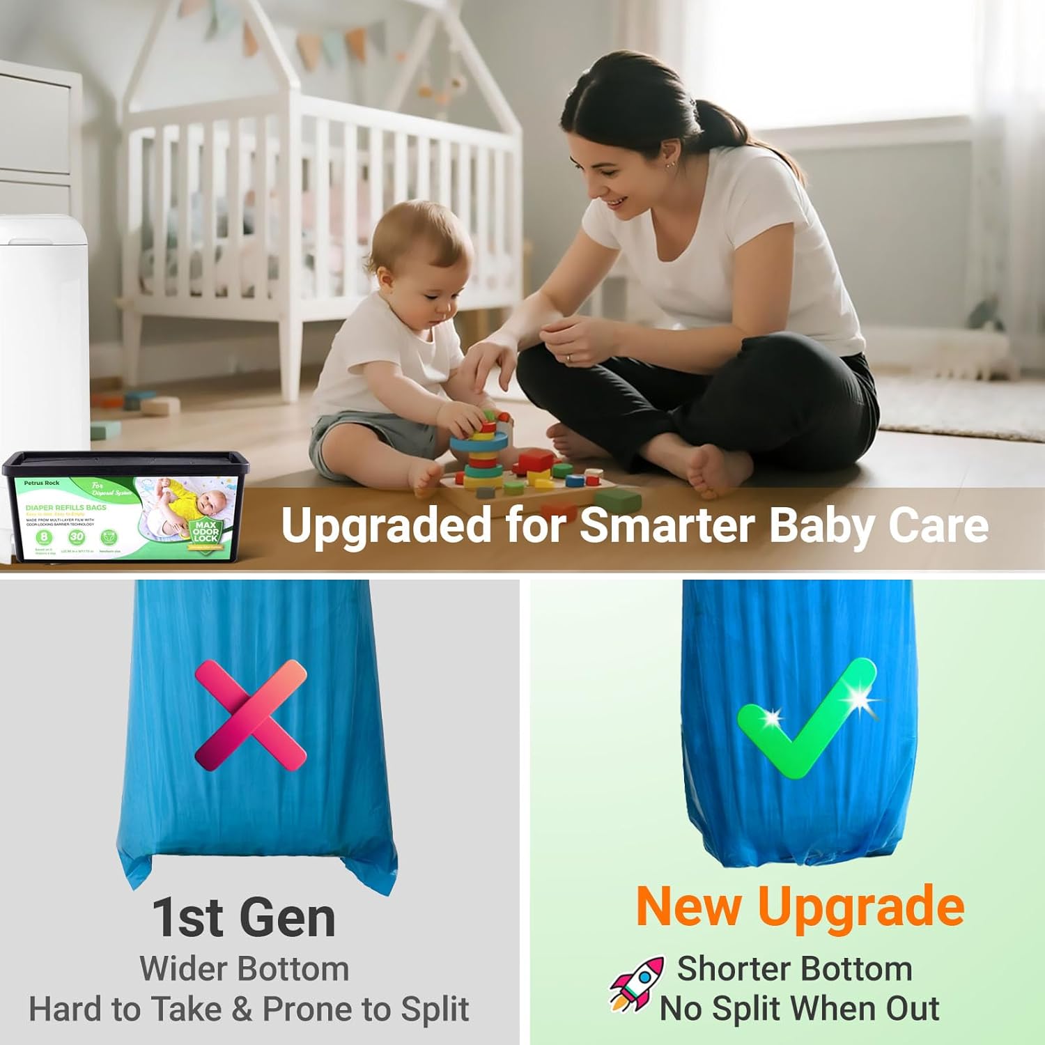 Diaper Pail Refill Bags | Compatible with Genie Easy Roll Refill Signature & Platinum Pails | 30 bags Per Refill | Extra Thick | 7-Layer Odor-Barrier Technology | Lavender Scented