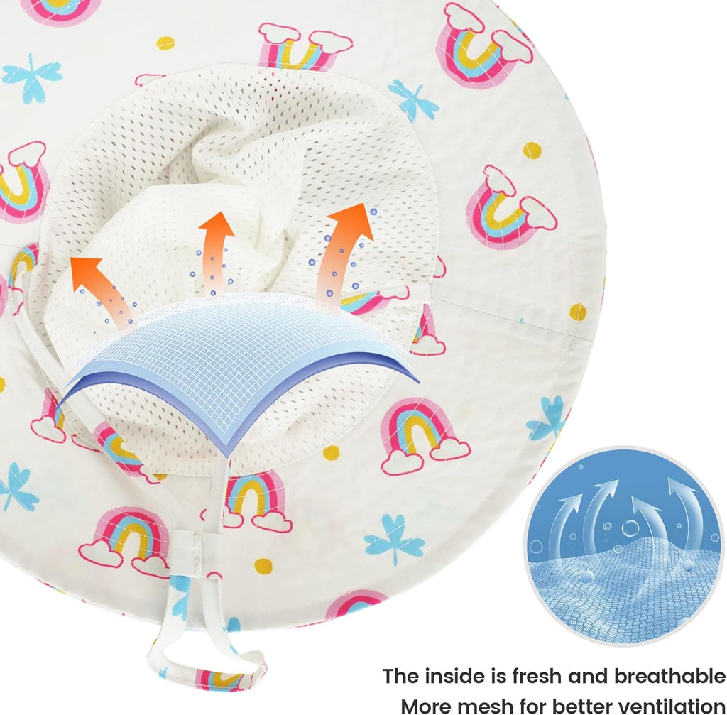 Baby Sun Hat 0-6 Years Toddler Boys Girls Adjustable Bucket Hats Kids Bucket Hats UPF 50+ Wide Brim Beach Swim Pool