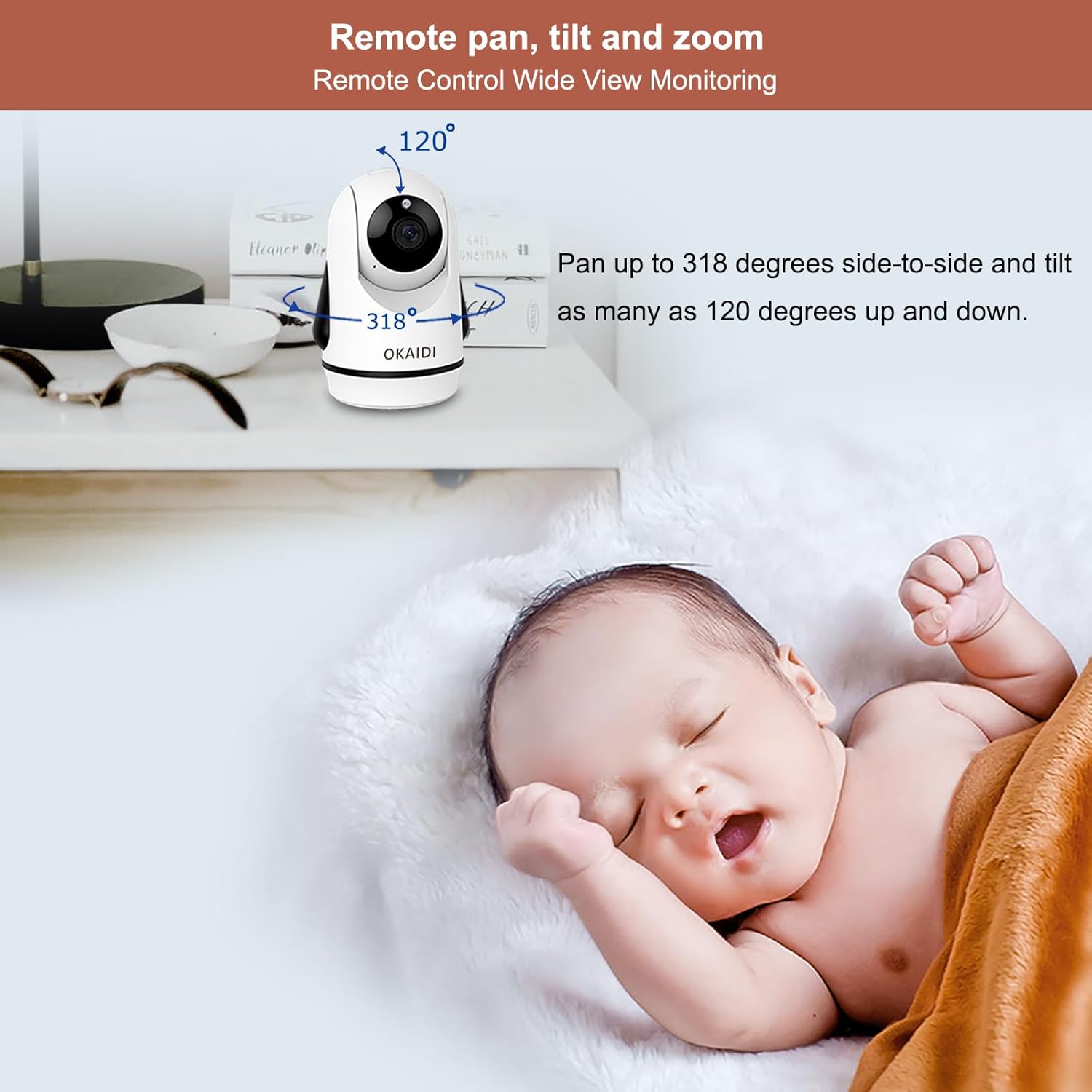 Video Baby Monitor with 3 Cameras, 5" Display Baby Monitor No WiFi, 30H Battery and 1000ft Range, 2-Way Talk, 8 Lullabies, Remote Pan-Tilt-Zoom Baby Camera for Baby/Pet/Elderly
