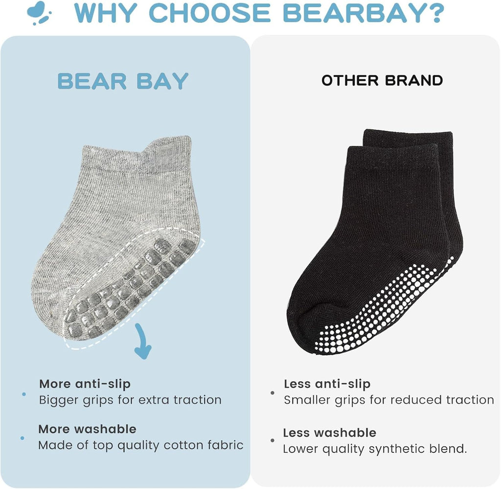 Baby Non Slip Ankle Socks with Grippers for 0 Months-7 Years Old Walking Socks