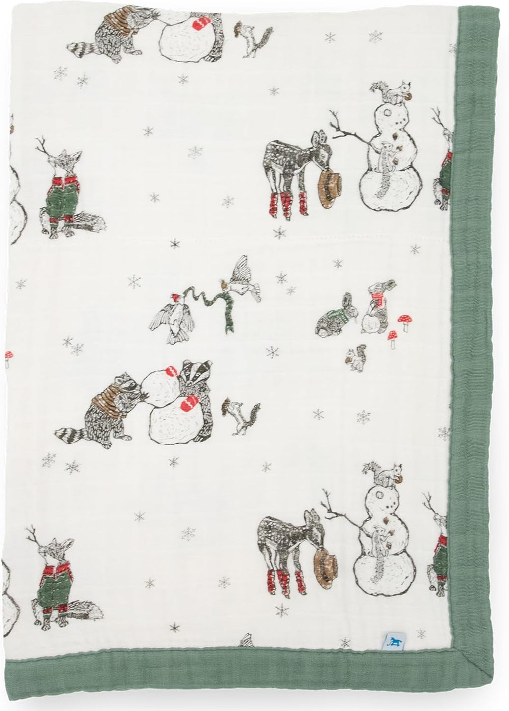 Little Unicorn Newborn Receiving Quilt | Ultra- Soft, Multi-Layered Muslin Fabric | Gift for Newborns & on-The-go (Snow Day)