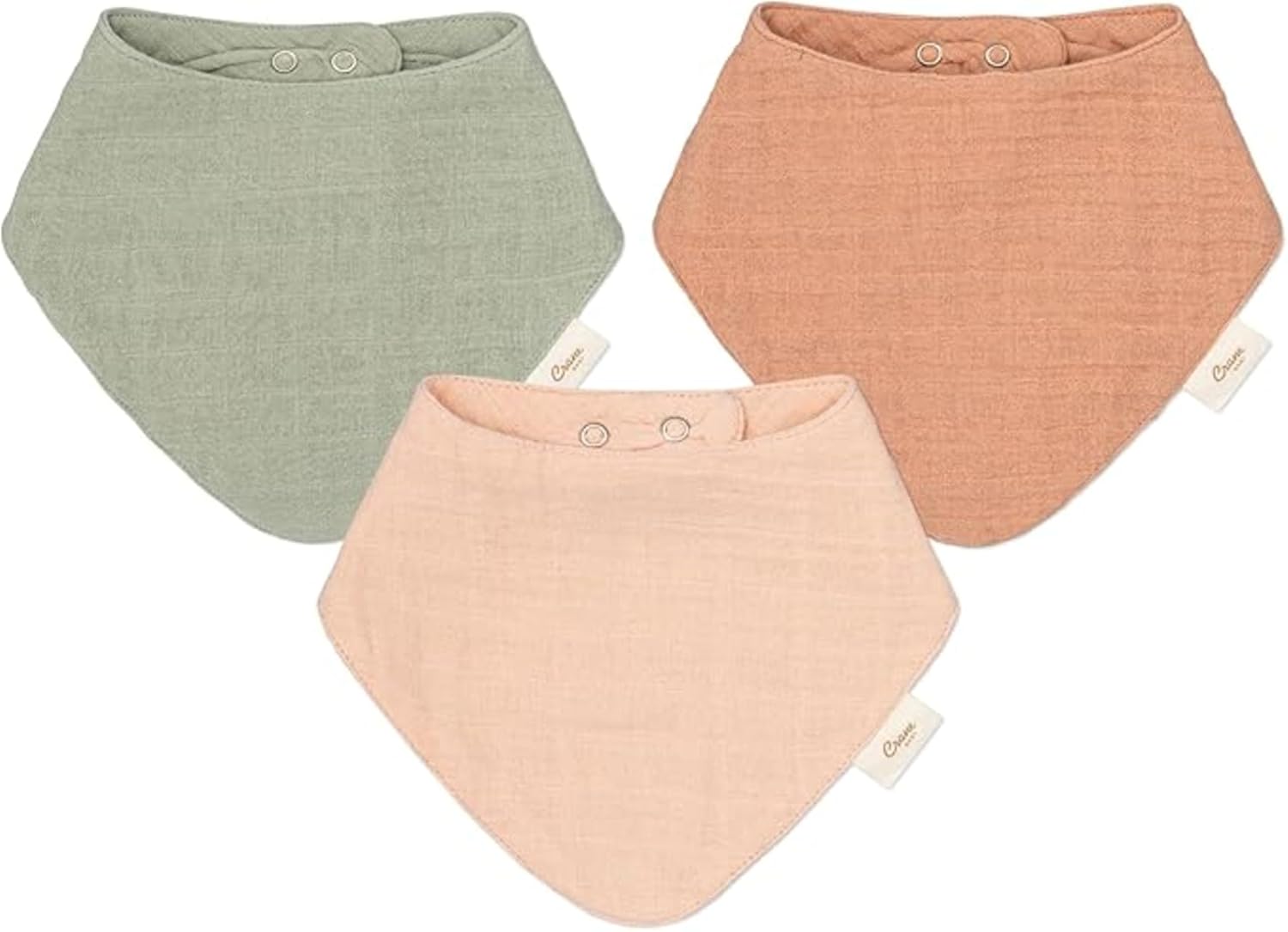 Crane Baby Soft Muslin Baby Bib Set, Adjustable and Absorbent Bandana Style Bibs for Boys and Girls, Rose, 3 Piece, 18.5” x 9”