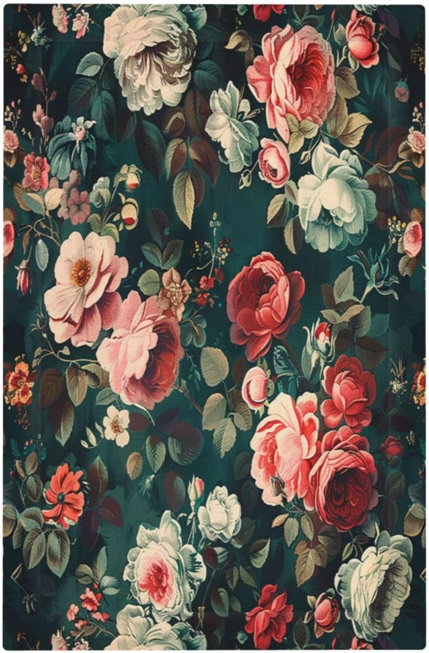 Light Switch Cover Plate Baroque Vintage Peony Flower Floral 1 Gang No Device Blank Electrical Wall Plates Faceplate Decorative Switch Plate for Bedroom Farmhouse Decor