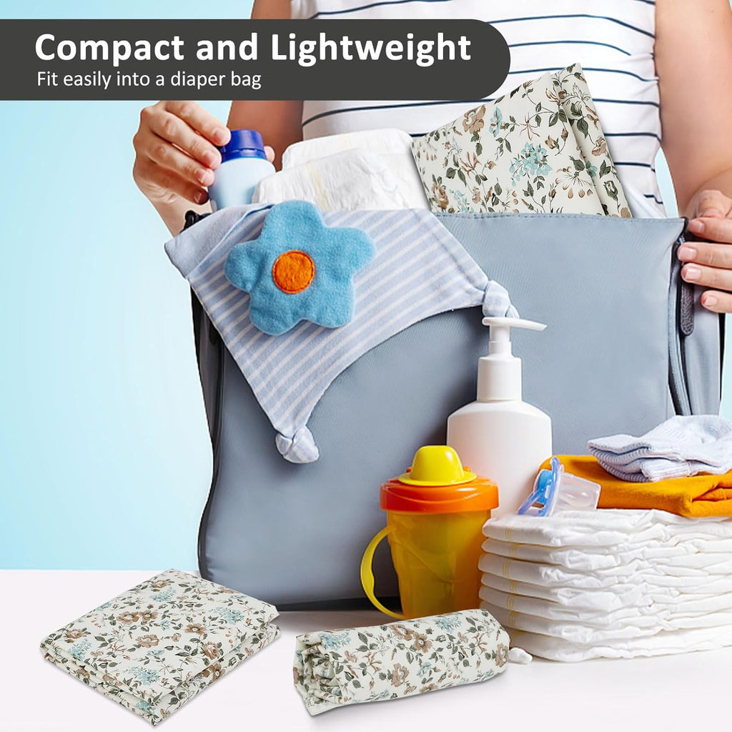 Baby Diaper Changing Pad, 21 5/8" x 31.5" Waterproof Changing Pad Liners - Reusable Soft and Absorbent Portable Changing Mat(Blue Flower1PCS)