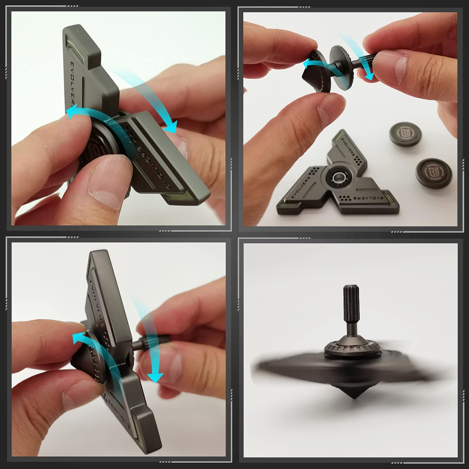 Cyclone Fidget Spinners,Gray Metal with Green Luminous, Durable High Speed Silent Bearing, Finger Hand Spinner,Relieve Stress & Anxiety,Toys/Gifts for Adults & Kids (DIY Accessories Included)