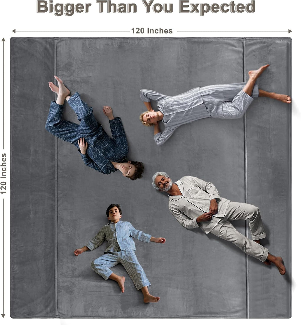 PHF Oversized King Fleece Blanket 120"x120", No Shed No Pilling Big Soft Blanket, Extra Large 10'x 10' Lightweight for Bed, Sofa Travel and Camping, Suitable for All Season, Grey