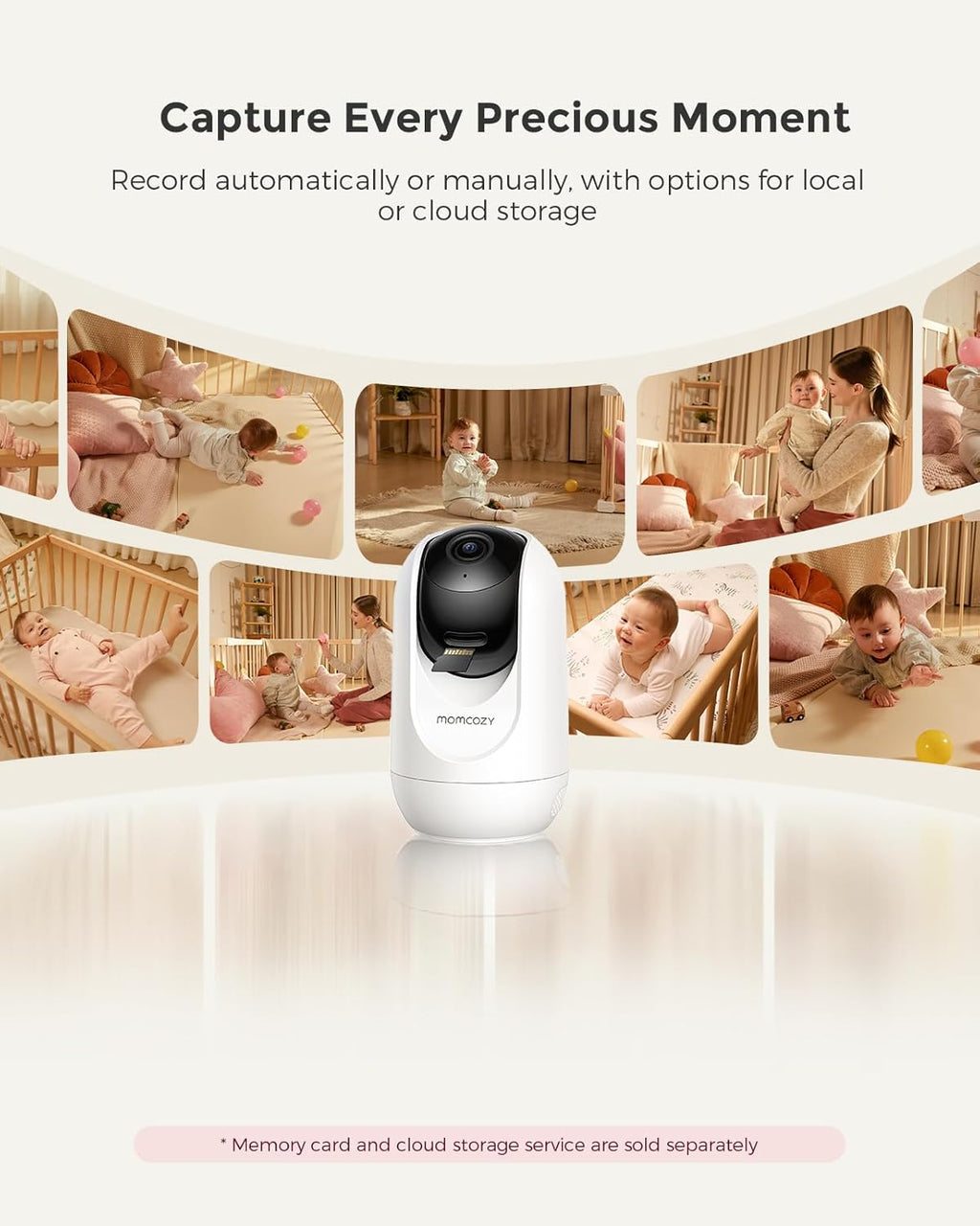 Momcozy Smart WiFi Baby Monitor with Camera and Audio, 5" 1080P Screen with Wall Mount, Motion & Cry Detection, Safe Fence, Clear Night Vision, 5000mAh Battery, 2-Way Talk, Photo & Video Recording
