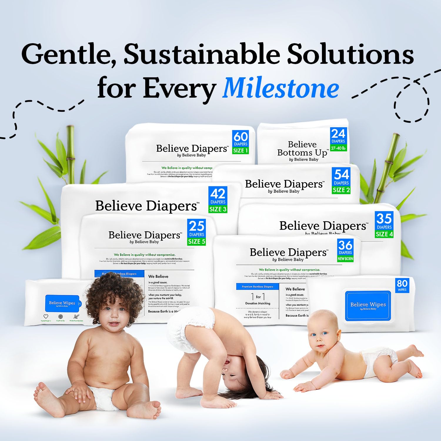 Believe Viscose Bamboo Baby Wipes Travel-Size 10pc-10 packs, Multi-Use Water Based Wipes Baby Sensitive Skin, Hypoallergenic and Fragrance Free for Babies – Gentle Plant-Based Viscose Bamboo Wet Wipe