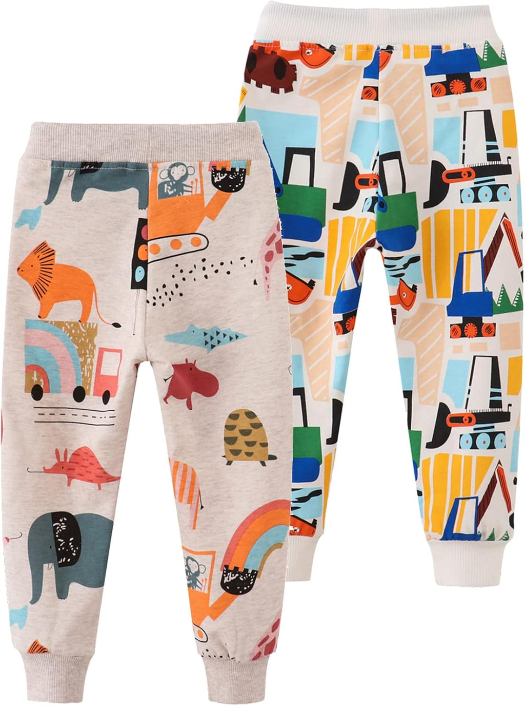 HUAER& Baby Boy's Jogger Pants Dinosaur Car Drawstring Elastic Sweatpants