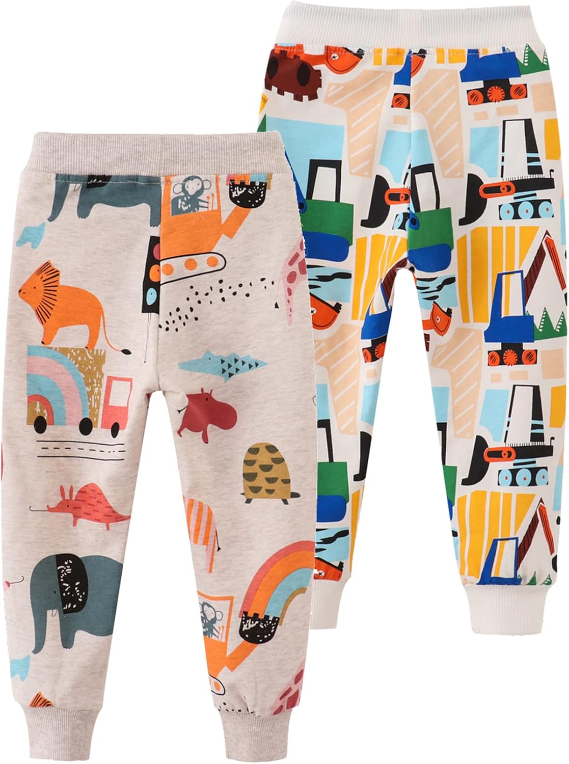 HUAER& Baby Boy's Jogger Pants Dinosaur Car Drawstring Elastic Sweatpants