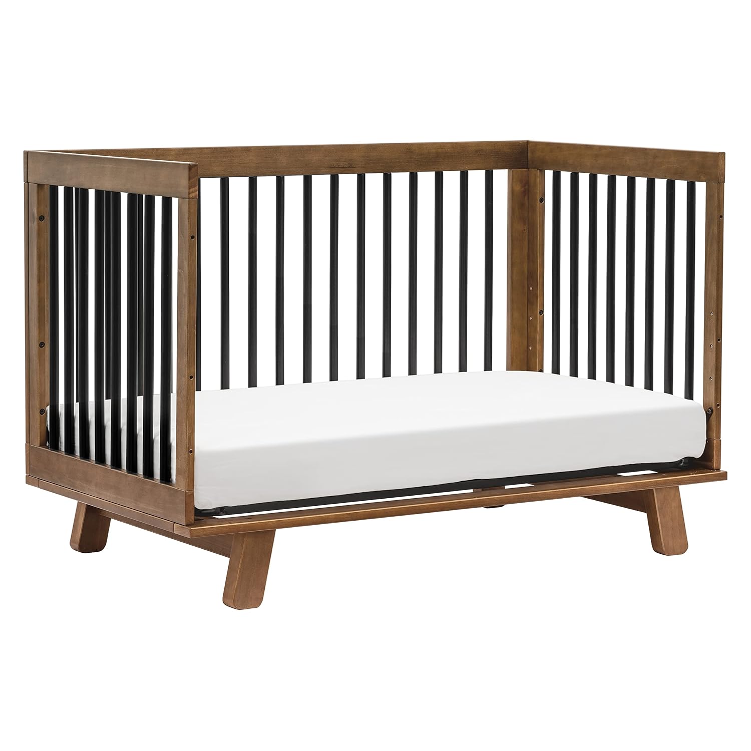 babyletto Hudson 3-in-1 Convertible Baby Crib with Toddler Bed & Daybed Conversion - Durable and Easy to Assemble - GREENGUARD Gold Certified with 4 Adjustable Mattress Heights - Natural Walnut/Black