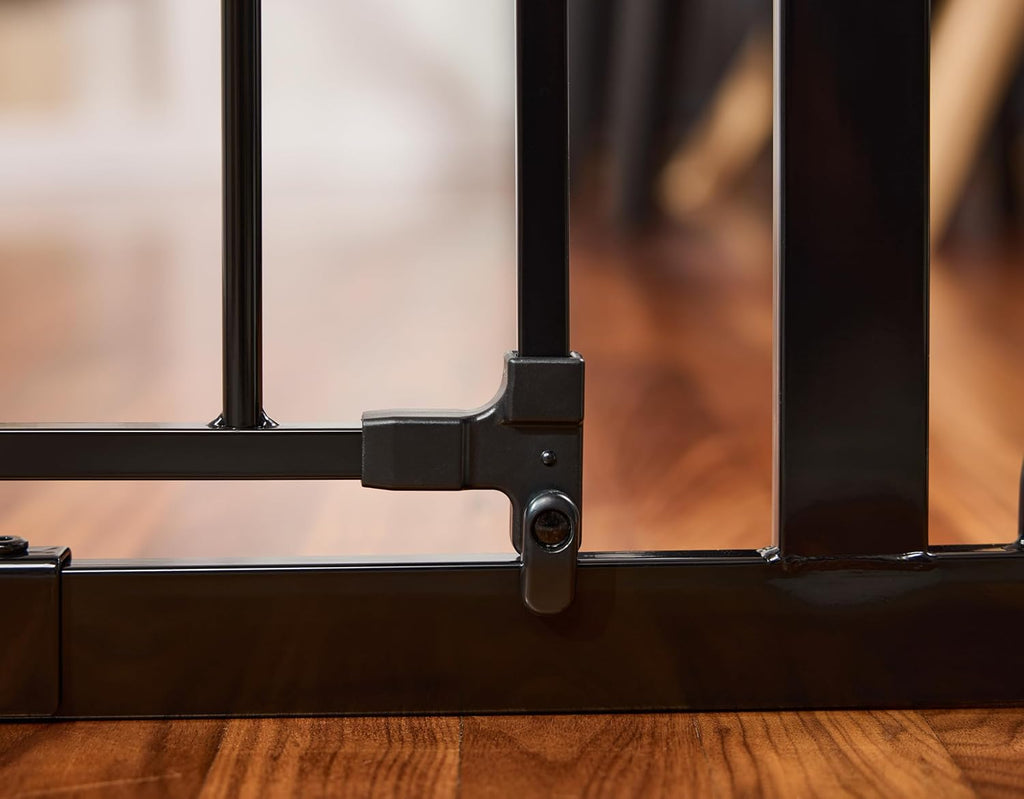 Regalo Easy Step 49-Inch Extra Wide Baby Gate, Includes 4-Inch and 12-Inch Extension Kit, 4 Pack of Pressure Mount Kit and 4 Pack of Wall Mount Kit, Black