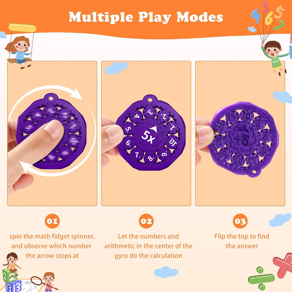 9PCS New Math Fidget Spinners,Interactive Math Gmaes Fidget Toys for Kids,Early Education Math Facts Fidget Spinners Gmaes to Relieve Stress and Fun Learning（Multiplication & Division）