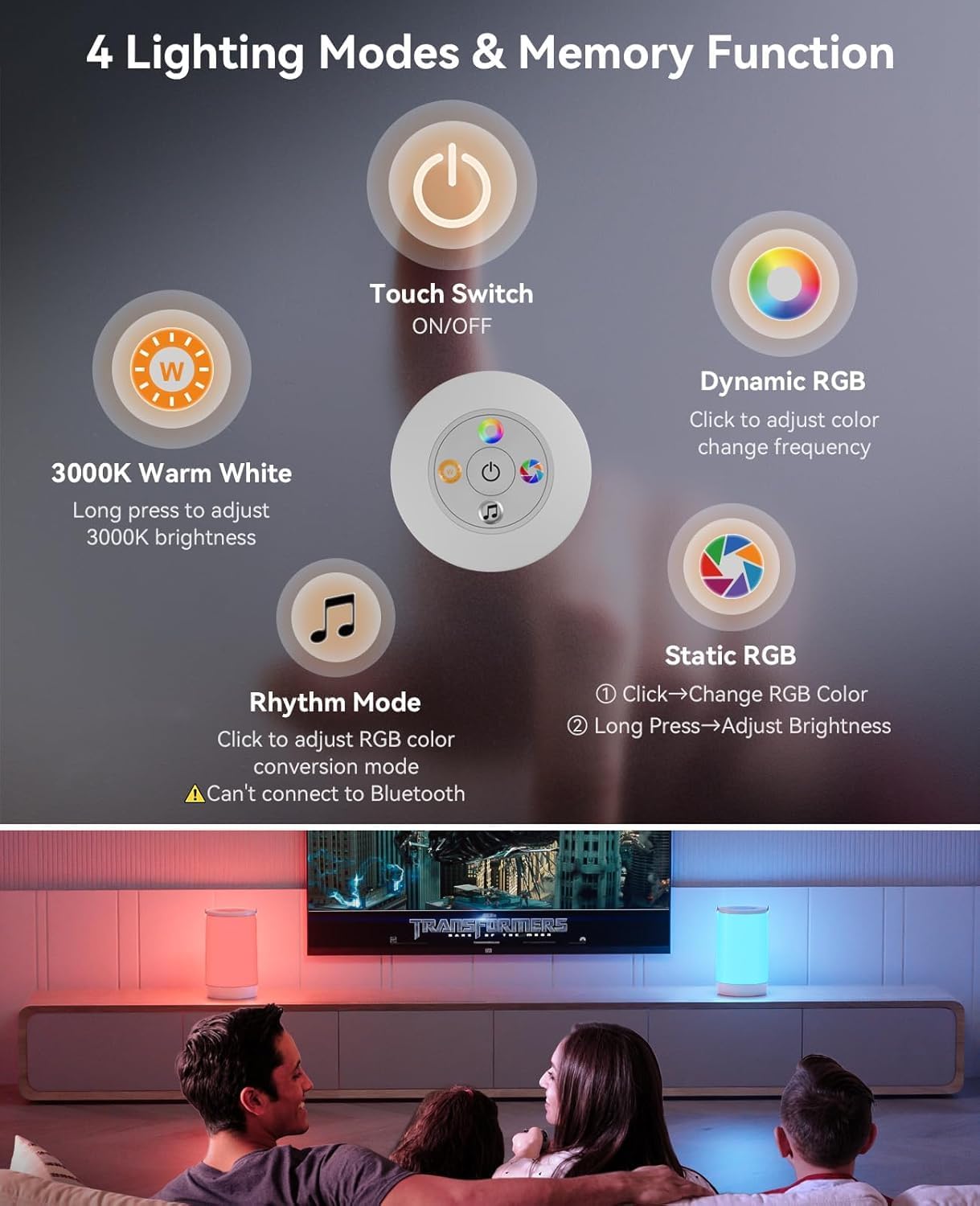 Night Light for Kids, Portable USB Night Lamp with 2200 mAh Battery, Bright Color Changing Light for Nightstand, Small Touch Bedroom Table Lamp for Girls, Boys, Toddler