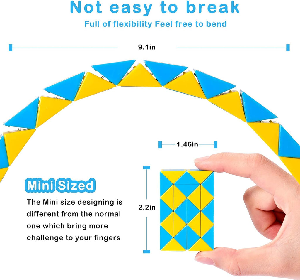 Ganowo 24 Pack Fidget Snake Cube, Mini Twist Puzzle Party Bag Fillers Bulk Toys for Kids Teens Birthday Stocking Stuffers Party Favors Supplies Goodie Bags Fillers (Yellow)