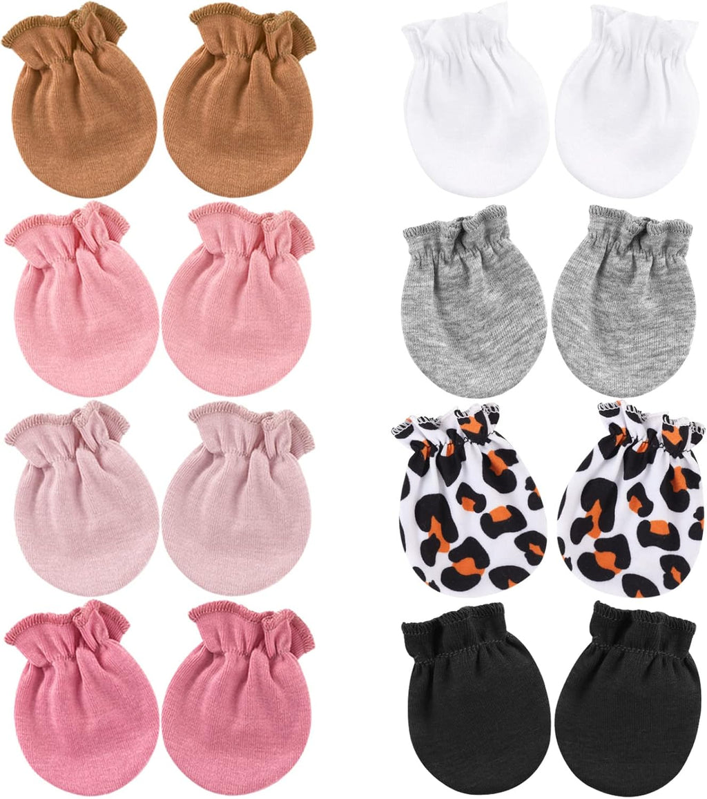 BQUBO Newborn Infant Toddler Mittens No Scratch Cotton Elastic Wrist Gloves Hypoallergenic for 0-6 Months Baby Boys Girls
