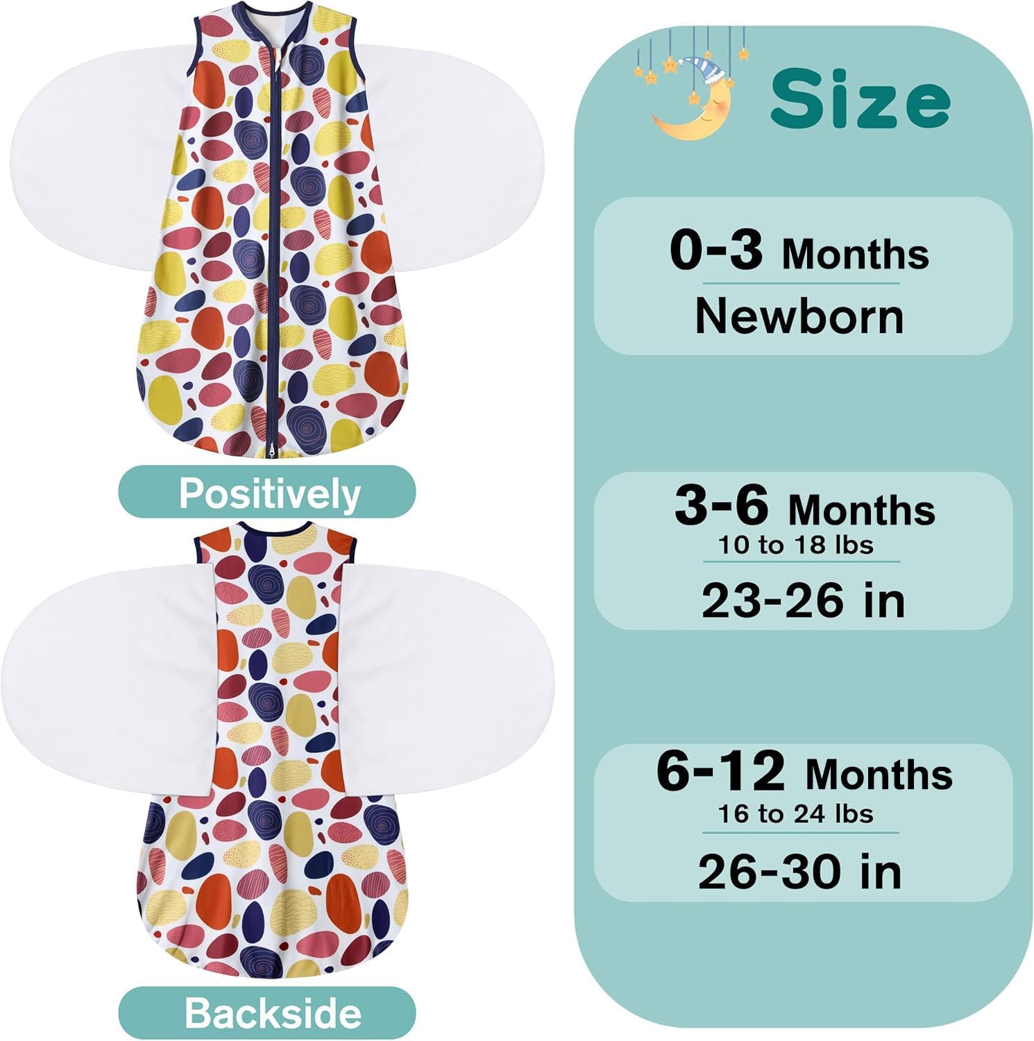 Newborn Sleep Sack Baby Swaddle,3-Way Adjustable Wearable Blanket,100% Rayon Cotton Swaddling Sleeping Bag，TOG 0.5 (Leopard & Cobble, 6-12 Months)