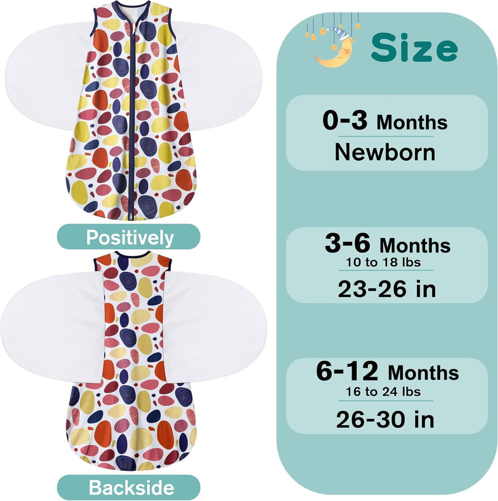 Newborn Sleep Sack Baby Swaddle,3-Way Adjustable Wearable Blanket,100% Rayon Cotton Swaddling Sleeping Bag，TOG 0.5 (Leopard & Cobble, 3-6 Months)