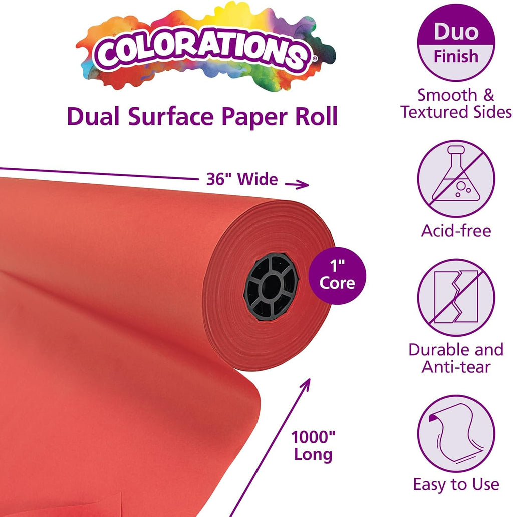 Colorations DSRE Dual Surface Paper Roll, Scarlet Red,, 36" x 1000' (1 Roll)