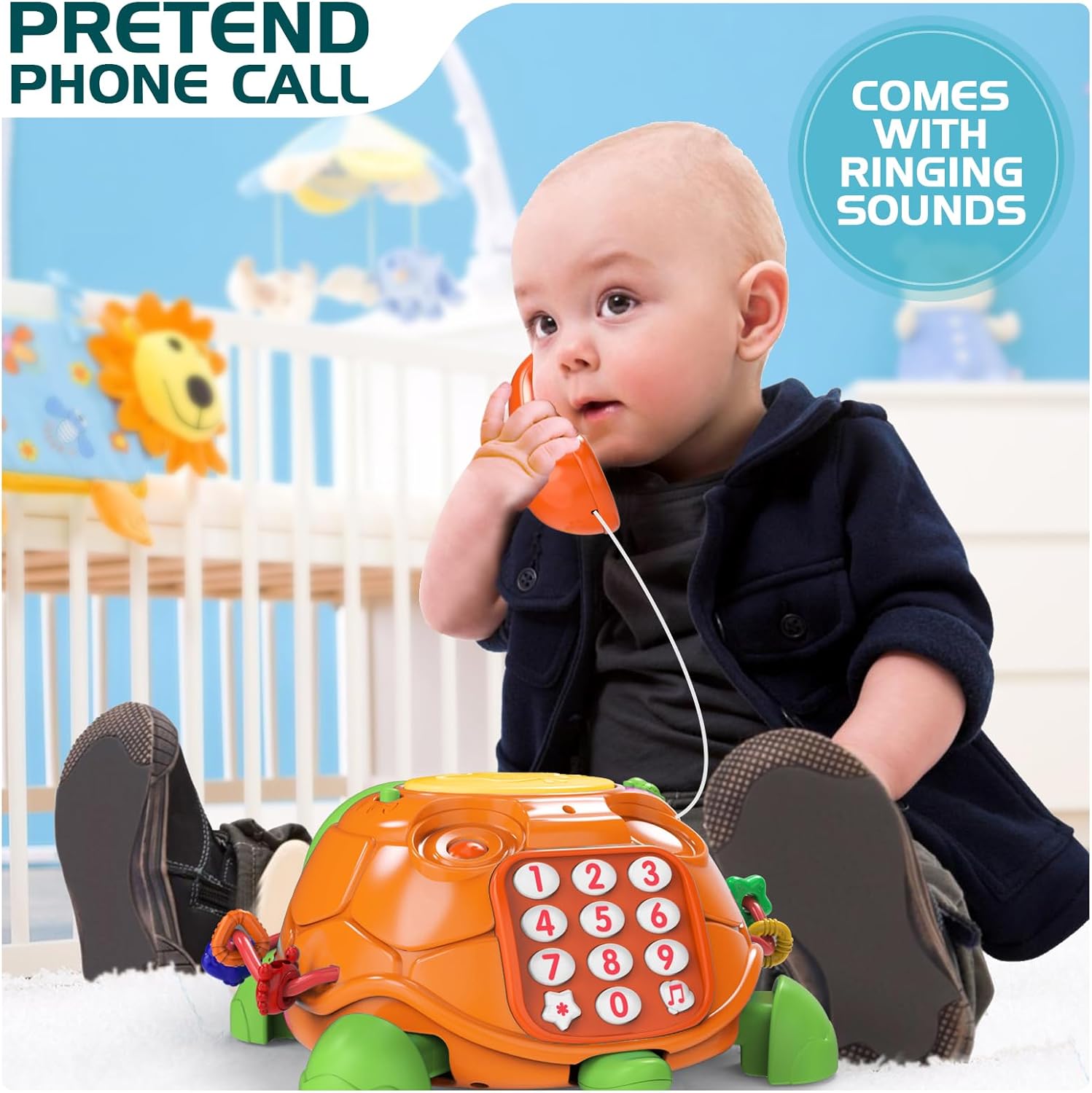 Baby Toys 6 to 12 Months, Musical Turtle Crawling Baby Toys for 12-18 Month, Early Learning Educational Toy with Light & Sound, Birthday Toy for Infant Toddler Boy Girl 7 8 9 10 11 month 1-2 Year Old