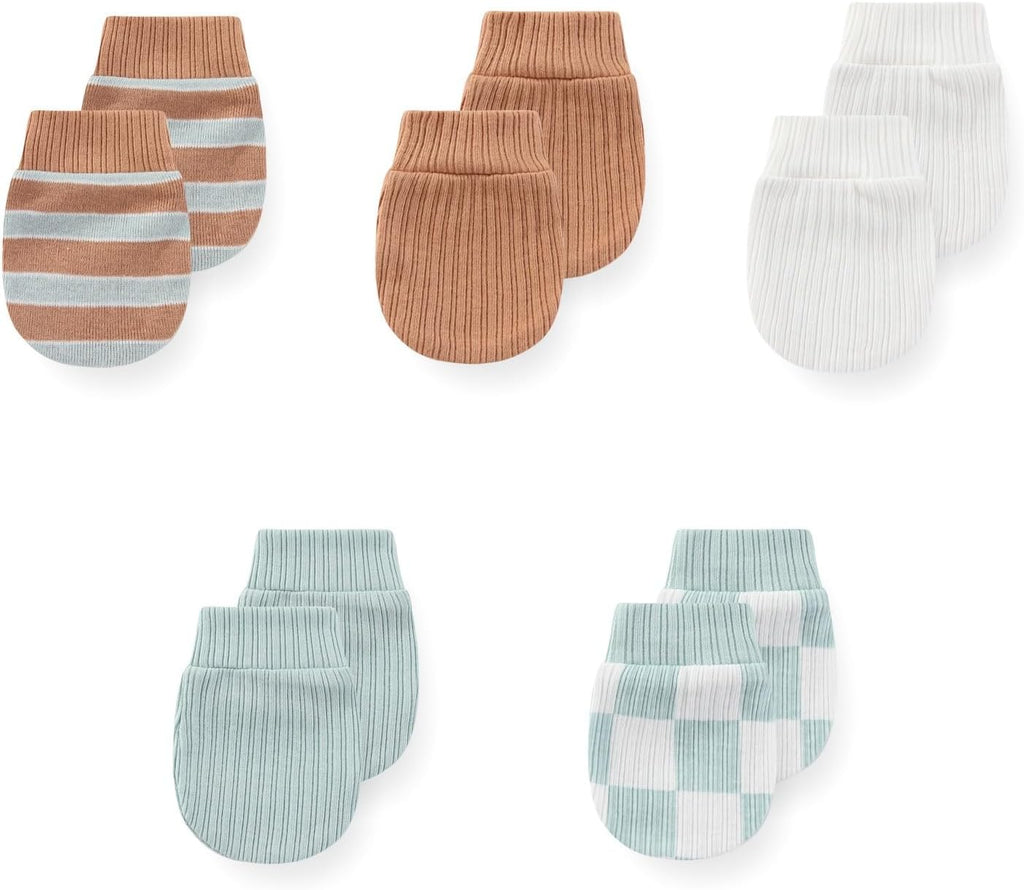 5 Pack Unisex New Born Boy Girls No Scratch Mittens Cotton Soft Baby Gloves Accessory 0-3 Months Infant Essentials