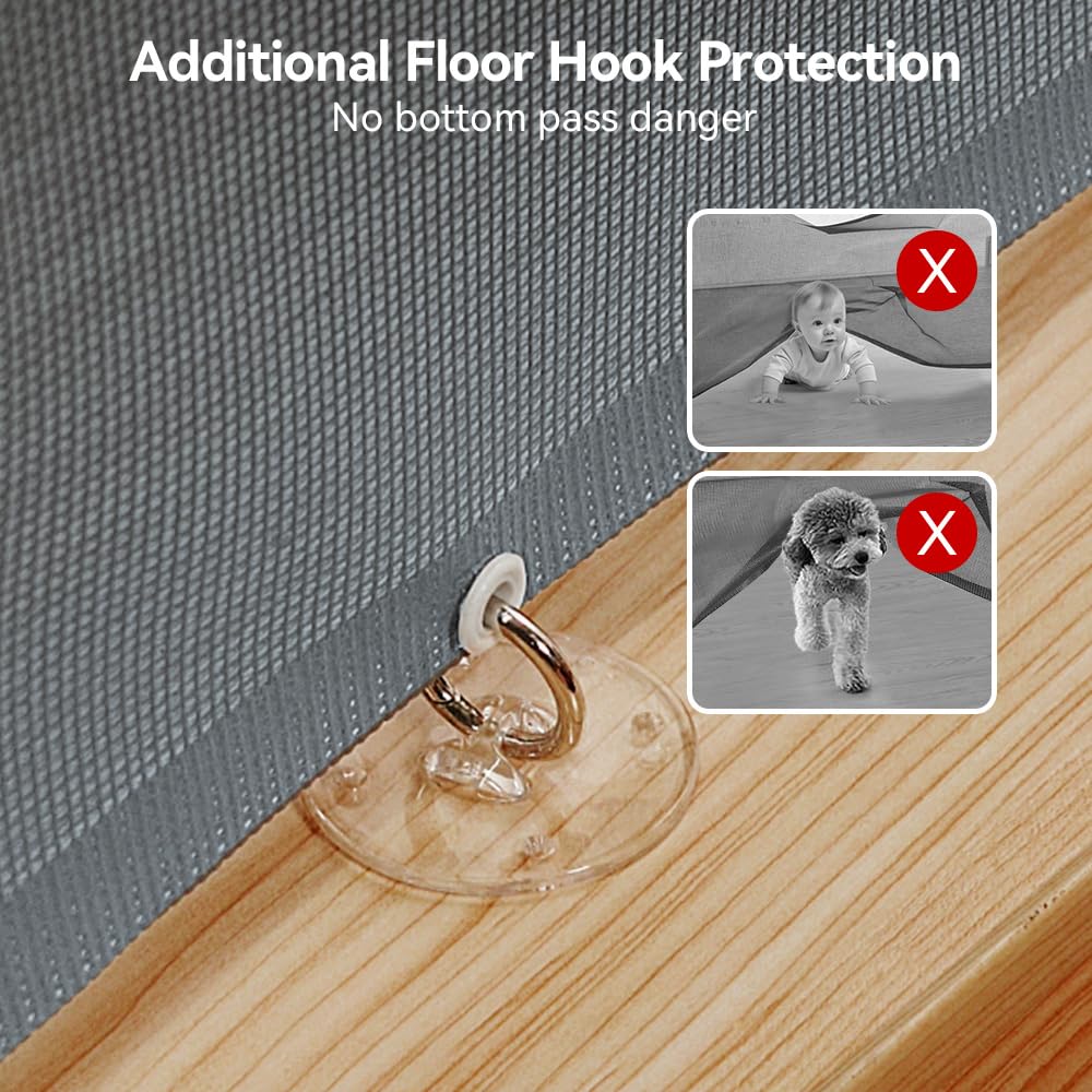 COMOMY 118" Retractable Baby Gates Extra Wide, Retractable Dog Gate for Large Openings, Extra Long Dog Gates for The House, Extra Large Mesh Pet Gate for Stairs, Doorways, Hallways, Indoor&Outdoor