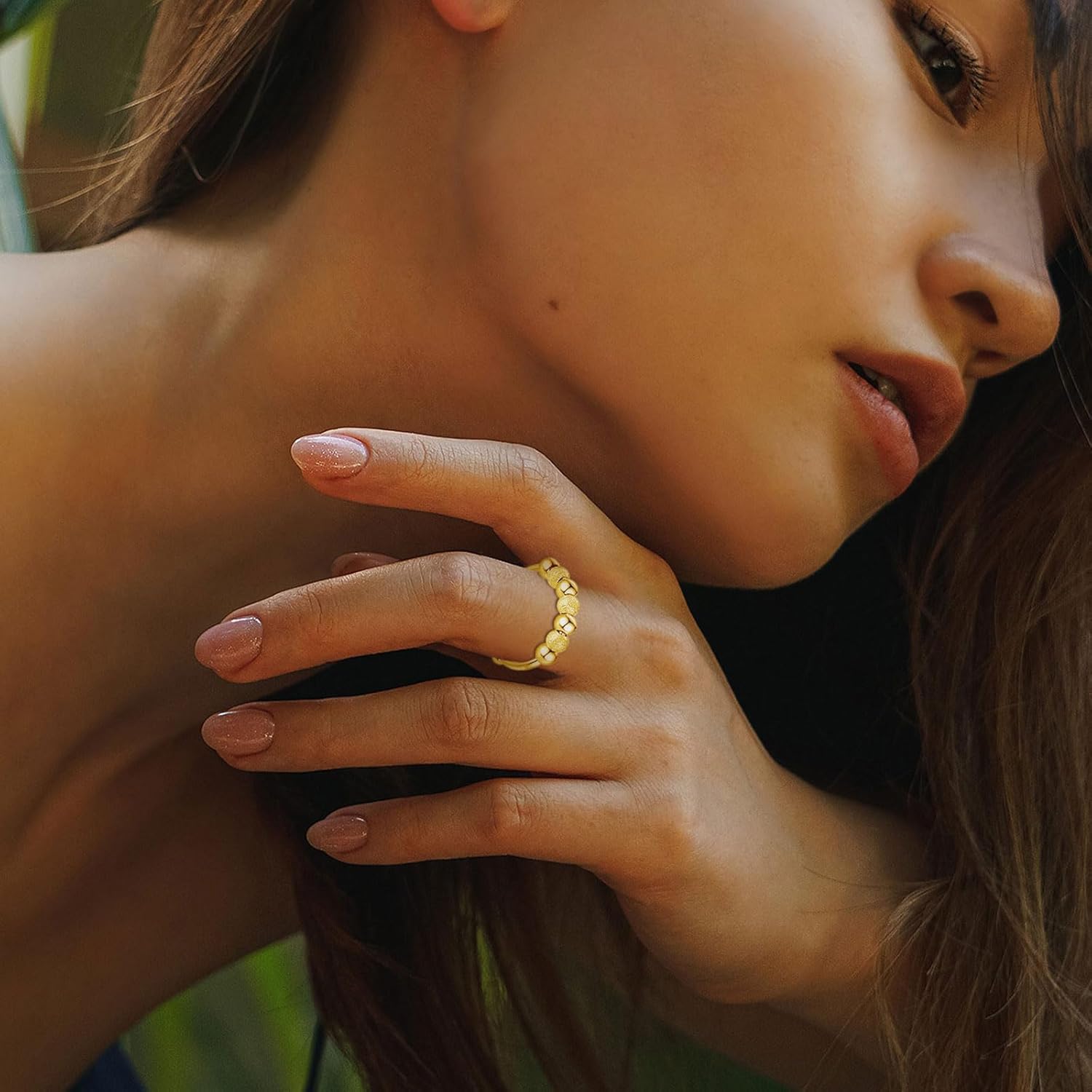 INFUSEU Funny Spinner Fidget Rings for Women Girls Anti Anxiety Stress Worry, Adjustable Size