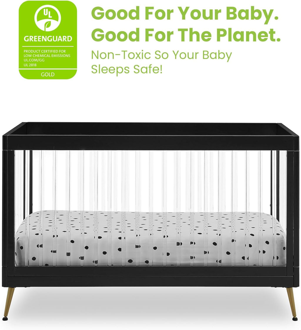 Delta Children Sloane 4-in-1 Acrylic Convertible Crib - Greenguard Gold Certified, Black/Bronze