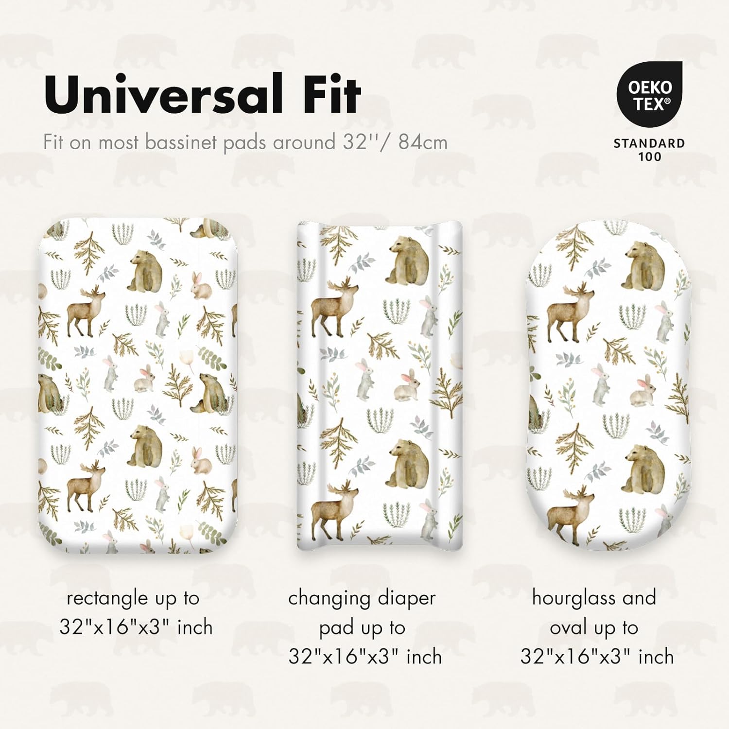 Gllquen Baby Bassinet Sheets 4 Pack, Breathable Cozy Fitted Mattress Sheet, Elastic Travel Crib Fashionable Floral Pattern, Standard Cradle Safe Sheets for Baby Boys Girls 32"x16" (Bear)