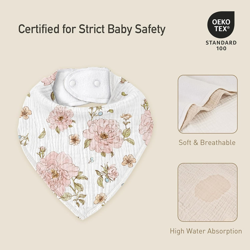 Muslin Baby Bibs 8 Pack, Baby Bandana Drool Bib for Drooling and Teething, Cotton Soft Absorbent for Girls Boys