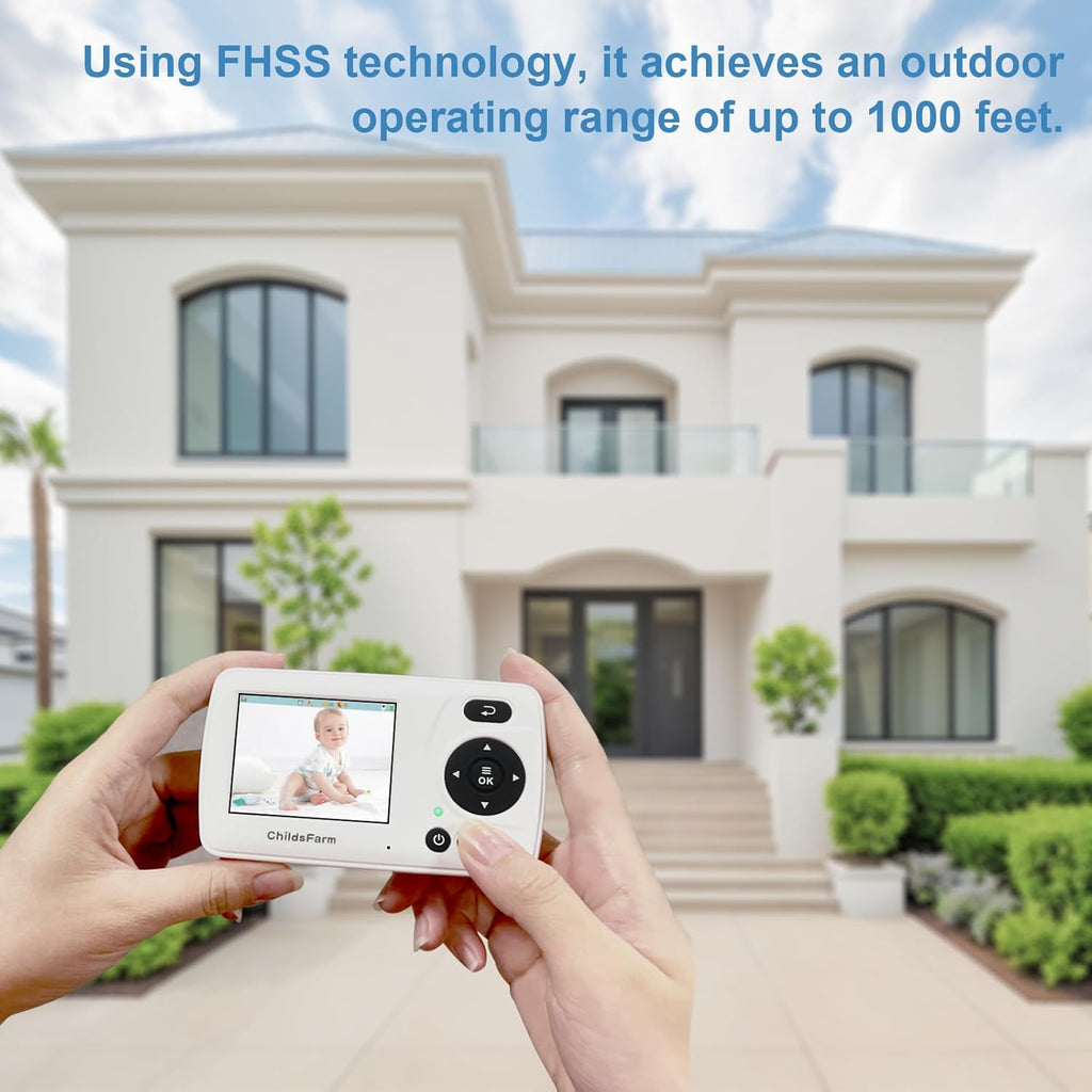 ChildsFarm Baby Monitor with Camera and Audio, Portable Travel Baby Monitor with Screen, Baby Camera Monitor No WiFi, Night Vision, VOX Mode, 1000ft Long Range, Baby Safety Monitor