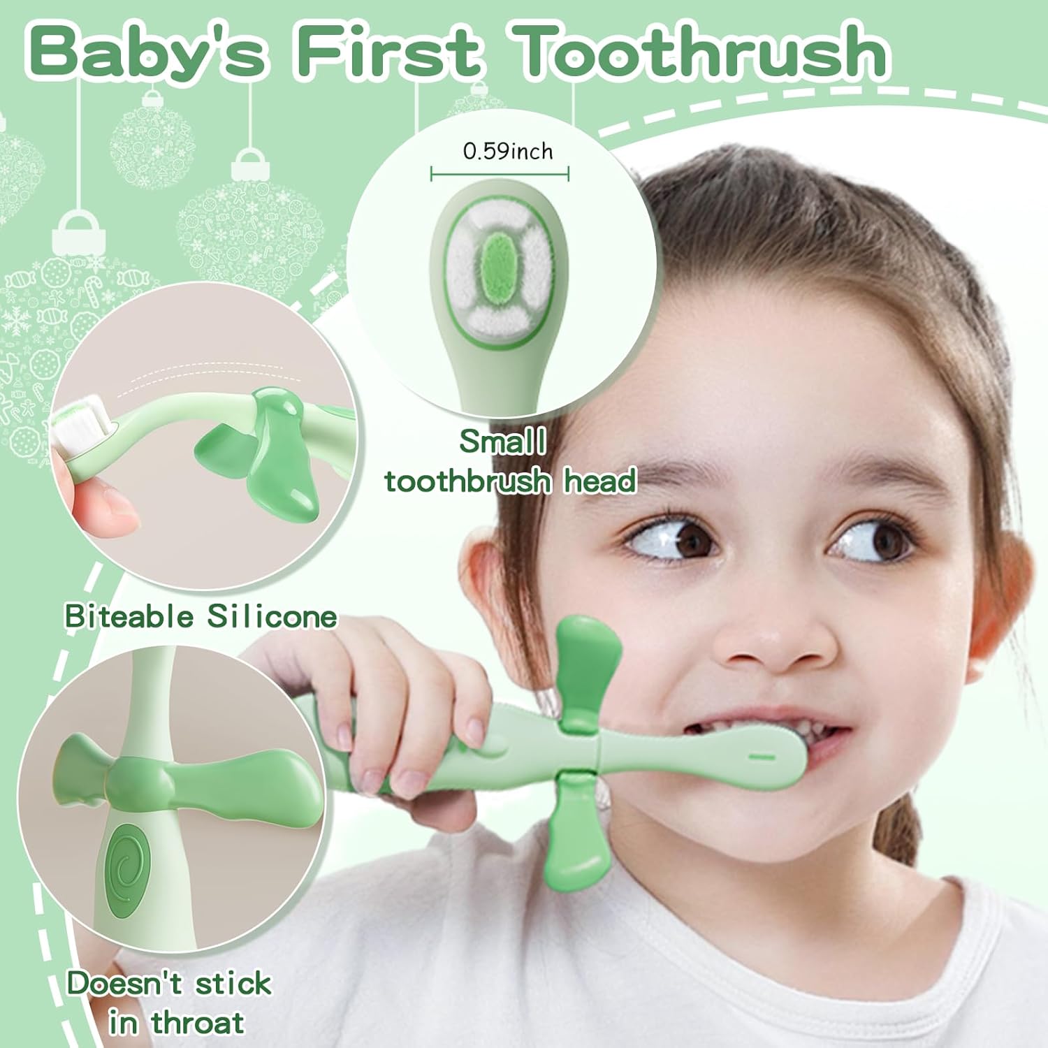 Kids Toothbrushes 2 Pack,Soft Bristle Toothbrushes for Baby 1-3 Years Old Cute Dinosaur Toothbrush for Toddlers Baby's First Training Toothbrush Anti-Strike Throat Not Easy to Shed Bristles