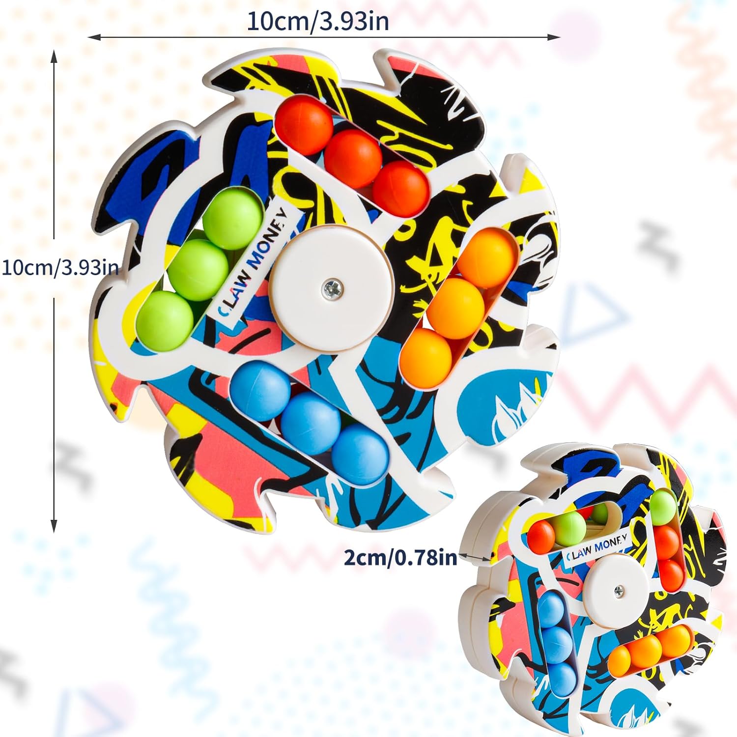 Graffiti Magic Bean Rotating Fidget Spinner Pad - Creative Finger Toy Jigsaw Puzzle Toy, Handheld Spinner Decompression Toy Magic Cube Ball Game, Gift for Kids Age 3 above Birthday Stocking Fillers