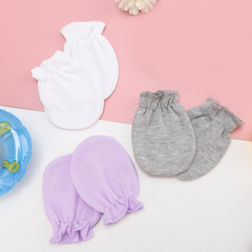 Newborn Baby Mittens No Scratch Cotton Elastic Wrist Gloves Infant Toddler Mittens for Baby Boy Girl 0-6 Months