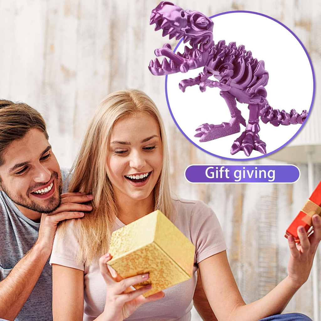3D Printed Dinosaur Bones Tyrannosaurus Rex Skeleton with Movable Joints, 3D Model Skull T-Rex, Flexible Articulated Dinosaur Fidget Toys Adults for Autism/ADHD