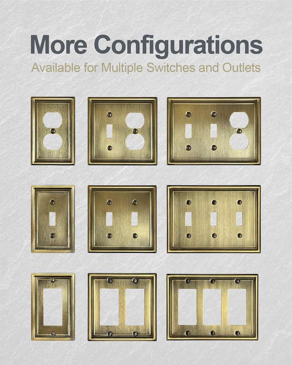 Antique Brass Light Switch Cover, Single Toggle Switch Plate Cover, Durable Metal Wall Plate, 3.15''*4.88'', Midsize, 4 Pack