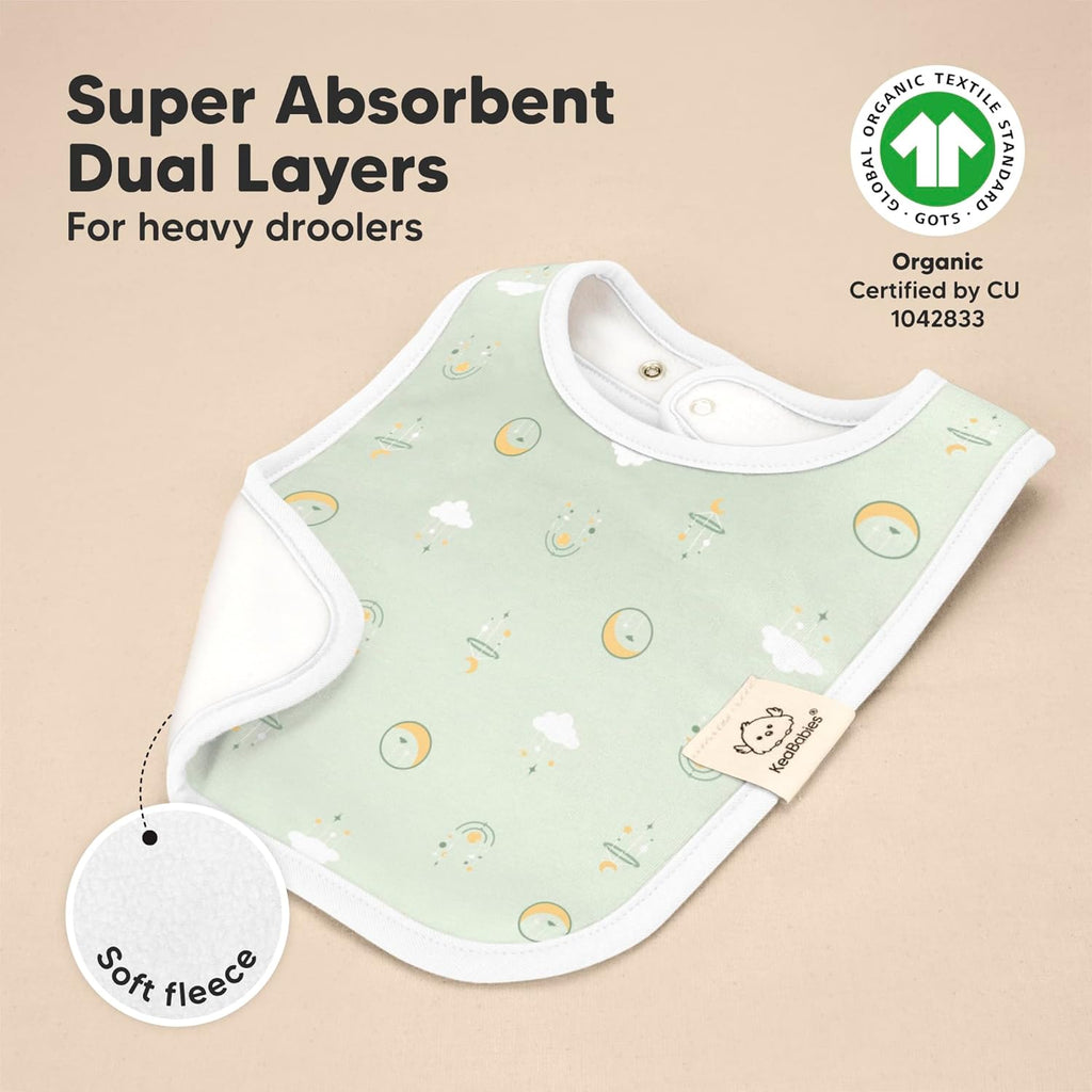 KeaBabies 8-Pack Organic Baby Bibs for Boys, Girls - Super Absorbent Cotton Drool Bibs for Baby Girl & Boy, Teething Toddler, Drooling Newborn, Ultra Soft & Machine Washable (Dreamers)