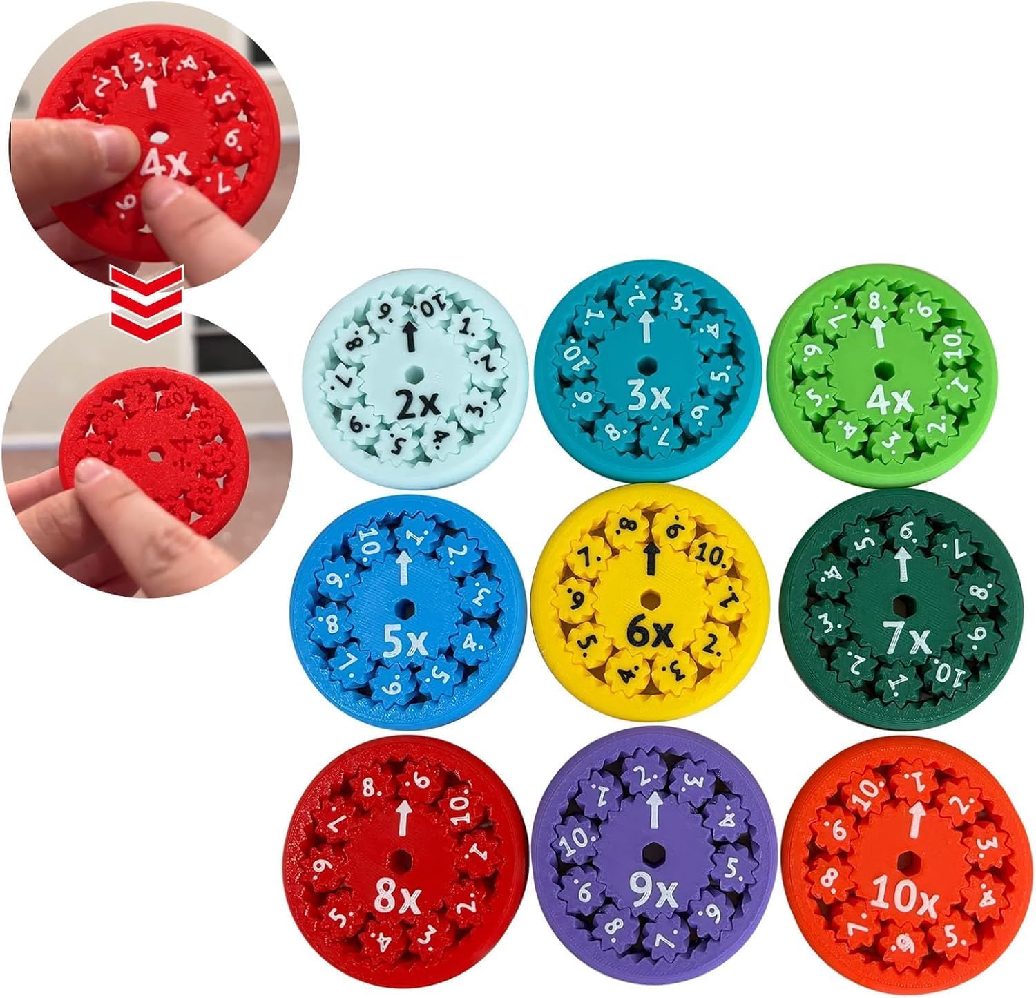 Math Fidget Spinner,Educational Math Fact Fidget Spinners,Math Fact Fidget Spinners,Math Multiplication Fidget Spinner, Math Fidget Toy Add,Subtract,Multiply and Divide (Multiply & Divide 9pcs)
