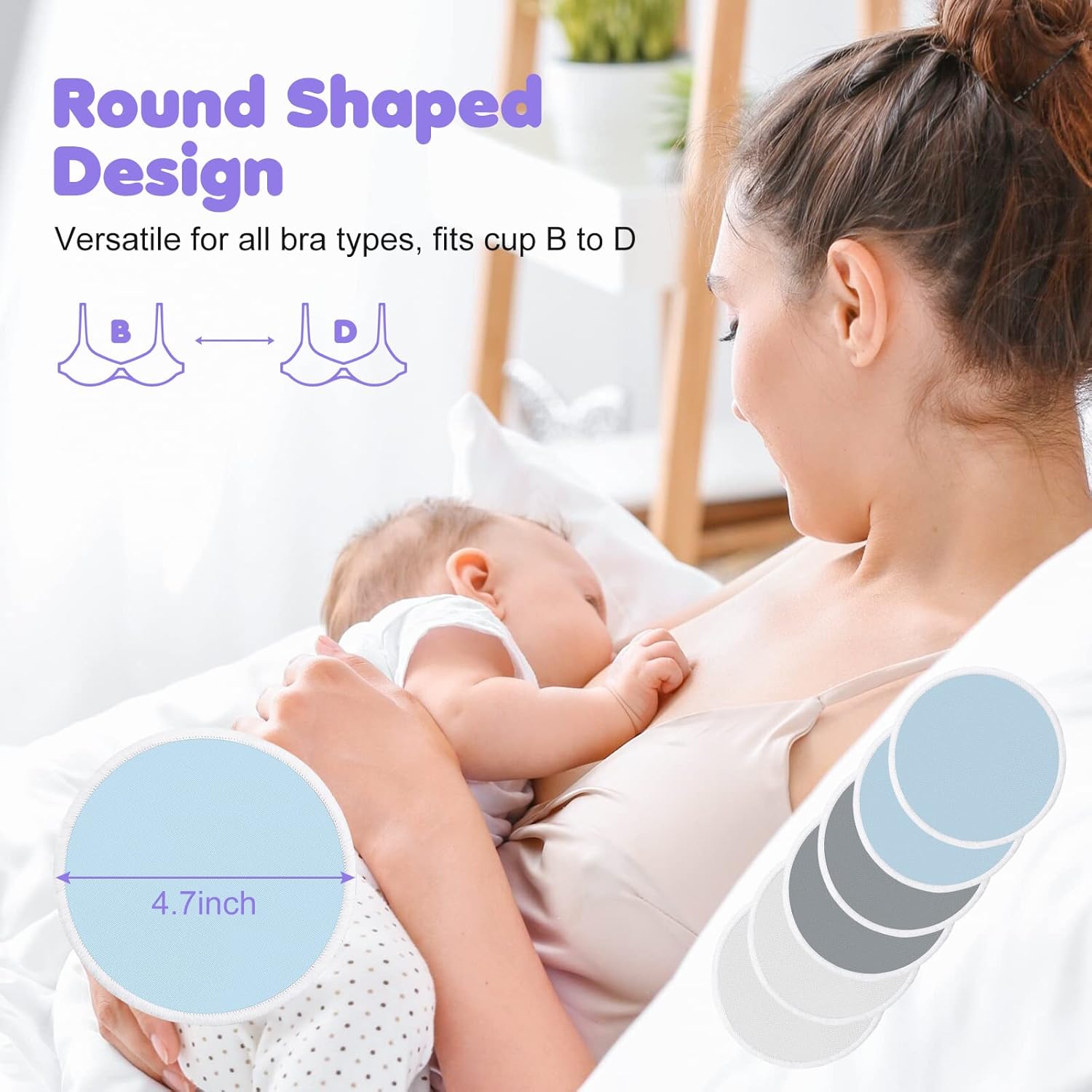 6 PCS Reusable Nursing Pads – Washable Breast Pads for Breastfeeding, Soft & Super Absorbent with Laundry Bag and Travel Bag, Nipple Pads for Postpartum Essentials