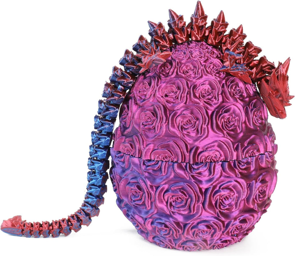 Easter Dragons 3D Printed Dragon Egg with Dragon Inside Crystal Dragon Fidget Toy for Adult Full Articulated Dragon for Home Office Decor