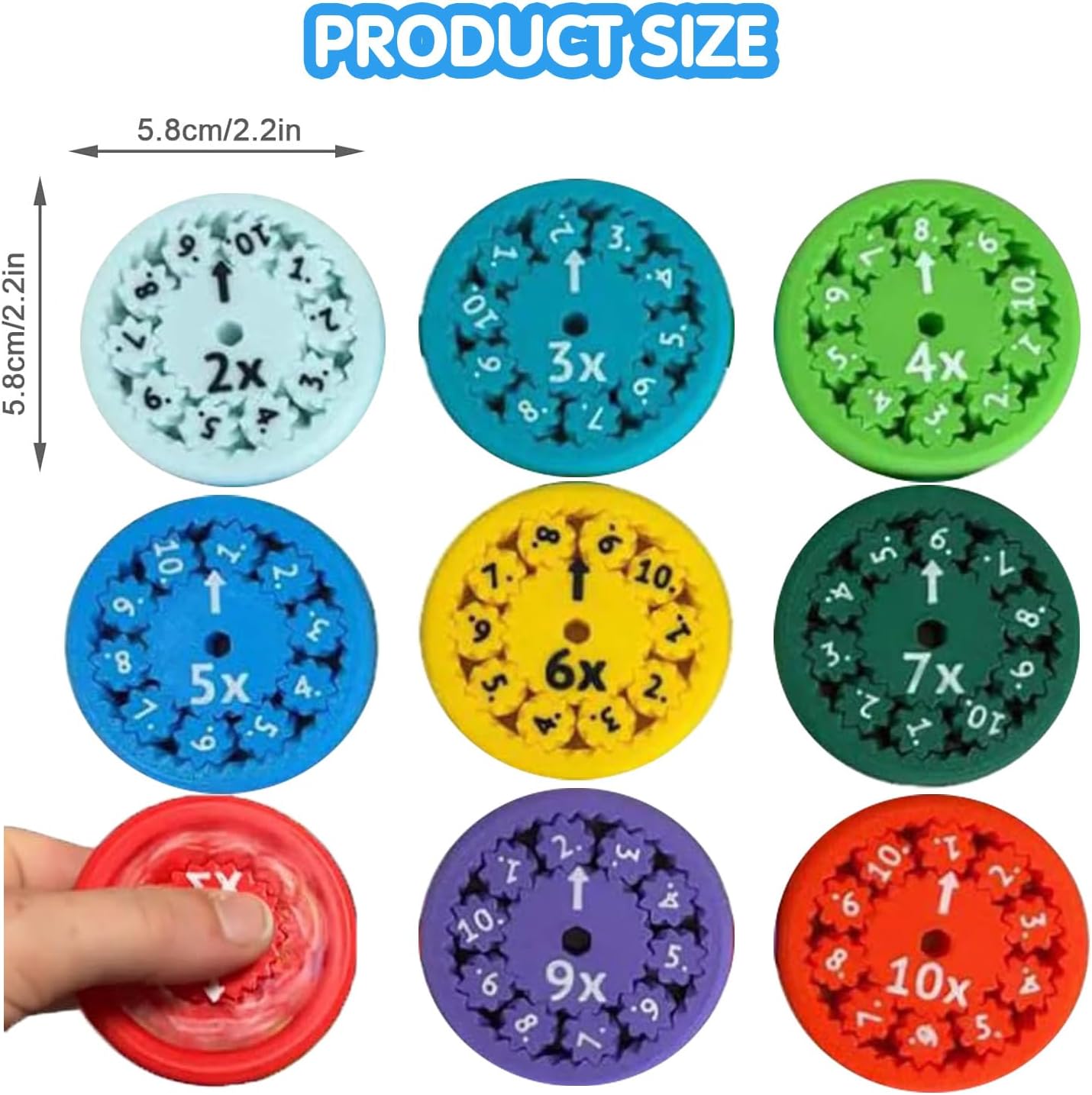 Math Fidget Spinners, Math Fidget Toy for Learning Division & Multiplication Math Facts Fidget Spinners for Stimmers & Fidgeters (9 Packs - Multiplication & Division)