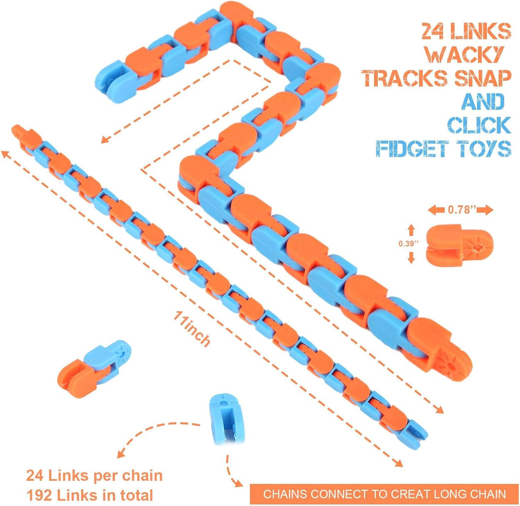 8Pcs Fidgets Wacky Tracks Fidget Toys for Kids Classroom Students School Prizes Gifts Sensory Autism Toys Snap Fidget Snake Click Toys for Adults Stress Relief ADD ADHD Autistic Keeps Fingers Busy