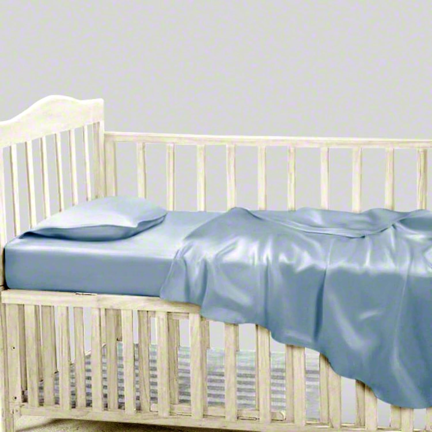 Organic Silk Baby Pillowcase with Zipper, Small 10"x13" Pillow Cover for Boys & Girls, Ideal for Bed & Travel, Soft for Kids Hair & Skin, Hypoallergenic Pillowcases for Toddlers (Blue Grey)