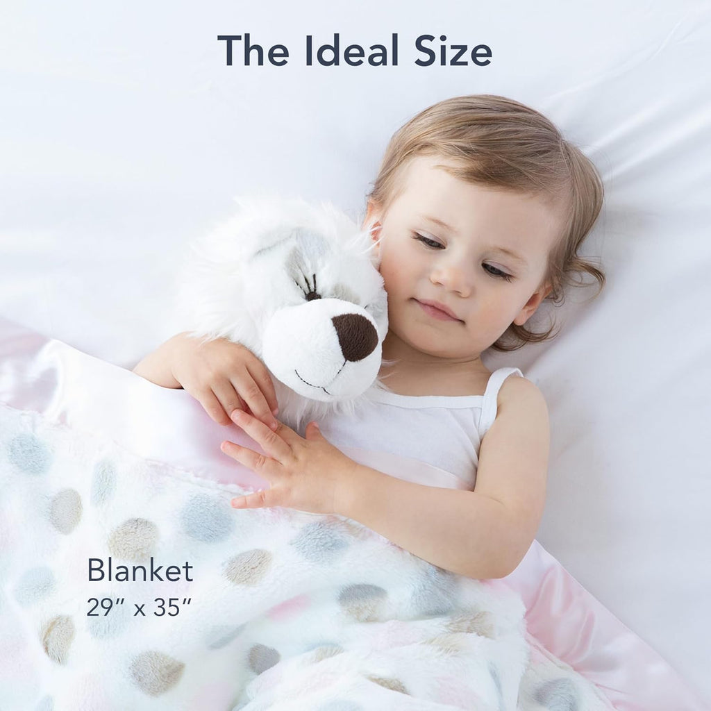 Little Giraffe Baby Blanket - Luxe Soft Blanket with Satin Trim - Baby Stroller Blanket - Newborn Baby Essentials & Baby Gifts - 29"x35" - Dot Pink