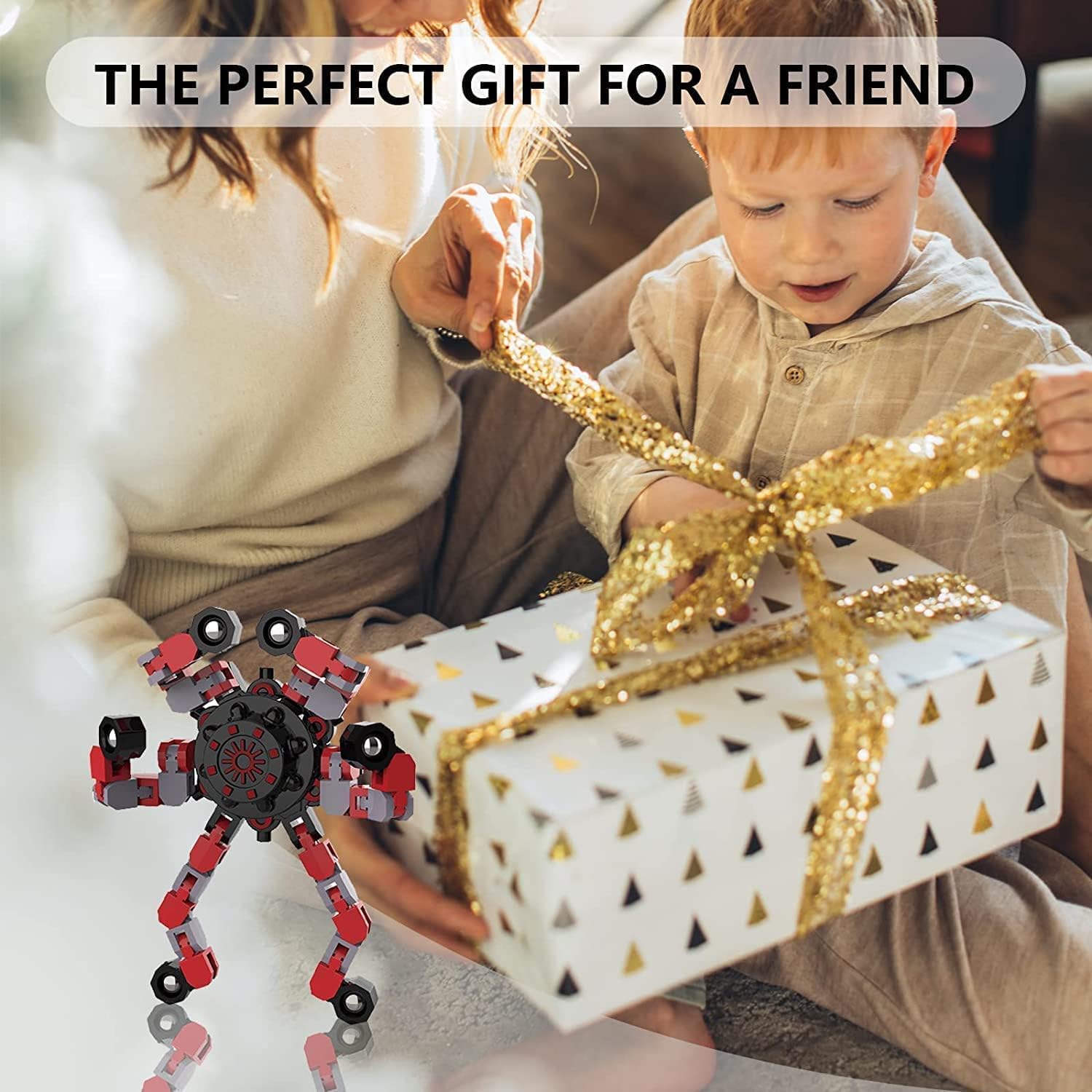 12 Pcs Deformable Robot Fidget Spinners Toys for Party Favor, Transformable Fingertip Spinner for Classroom Prizes, Christmas Valentine Gifts Goodie Bag Stocking Easter Basket Stuffers for Kids